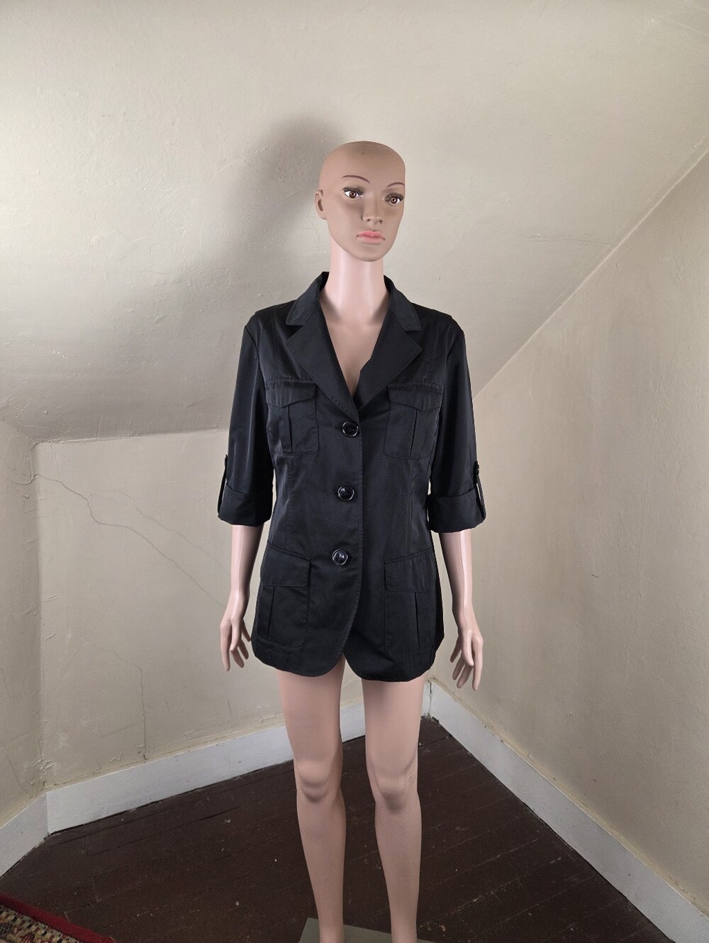 Lafayette 148 New‎ York Black Utility Blazer Jacket Women's Size 12